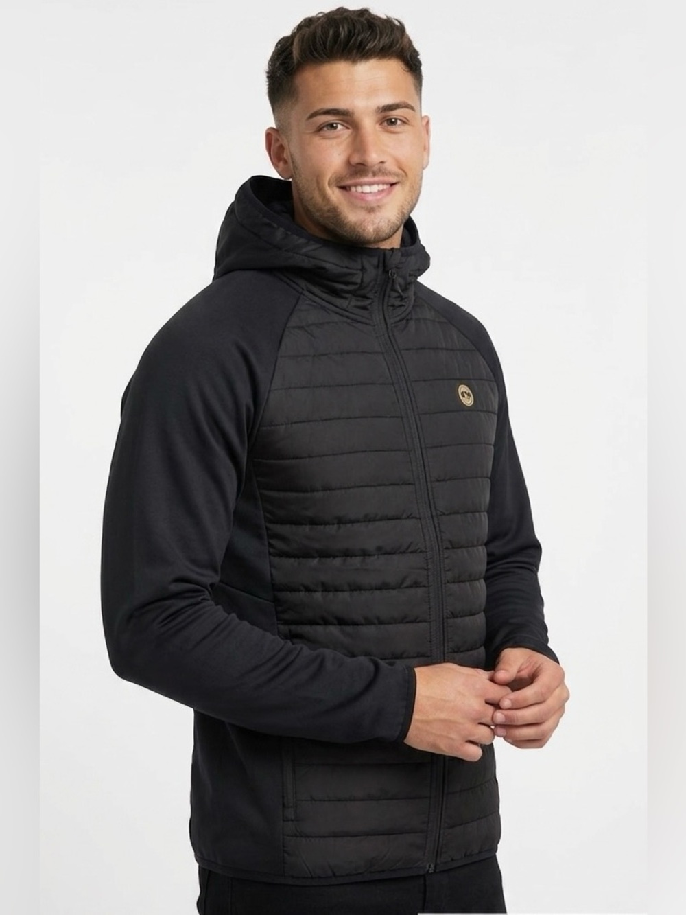 Jack and Jones Mens Multi-Quilted Black Jacket Size Medium